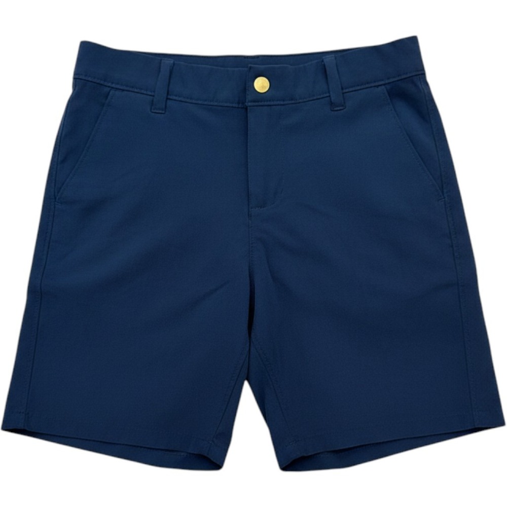 Janie and Jack Performance Shorts Kids Size 8 Navy Blue Gold Button Stretch